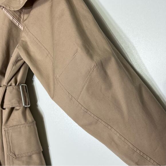 Rebecca Taylor Faille Ruffle Trim Trench Coat Medium EUC - Picture 8 of 12